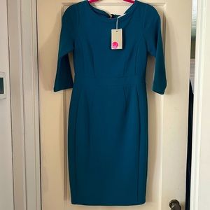 Boden Ottoman Dress - Teal - NEVER WORN NWT - 6 petite (US)